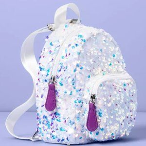 New Girls' White Sequin Mini Backpack